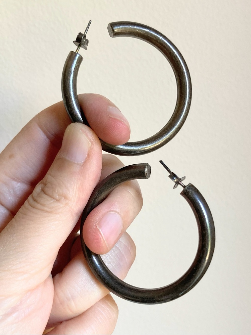 Vintage Italian Sterling Silver 925 Deka Diffusion Signed Chunky Hoop Earrings